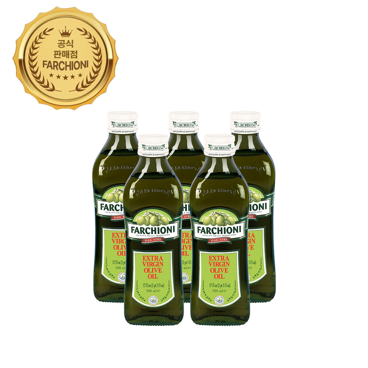 파르키오니 파르키오니 엑스트라버진 올리브유500ml 5병 (스티로폼)