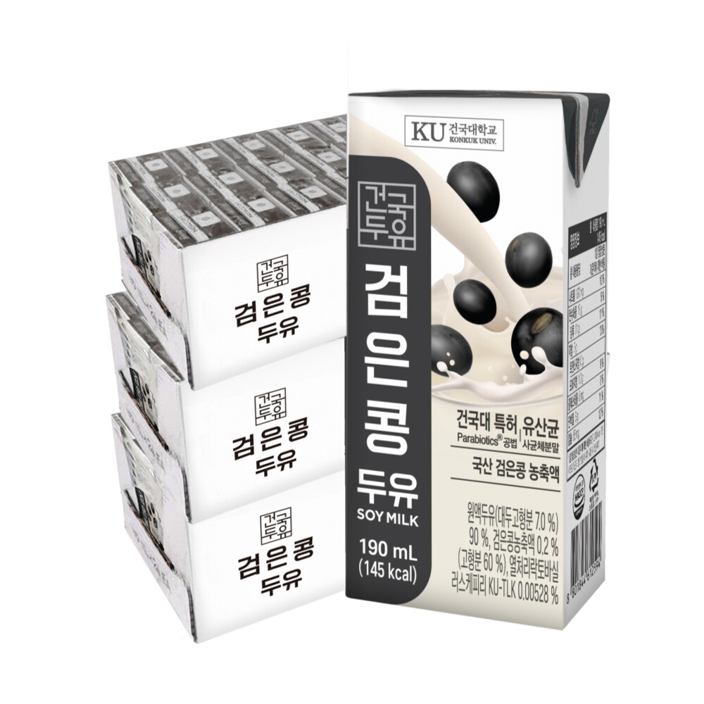 건국유업 건국대학교 건국유업 검은콩 두유 190ml x 72팩/유산균함유