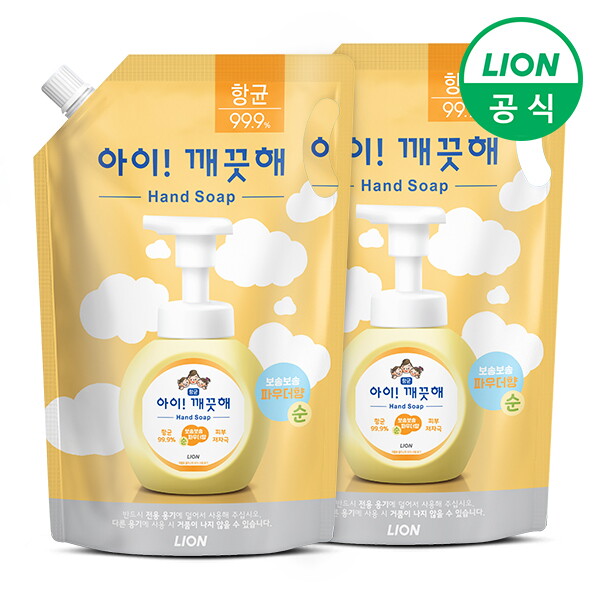 라이온코리아 아이깨끗해 폼 핸드워시 대용량 1.8L 스파우트(순) 2개