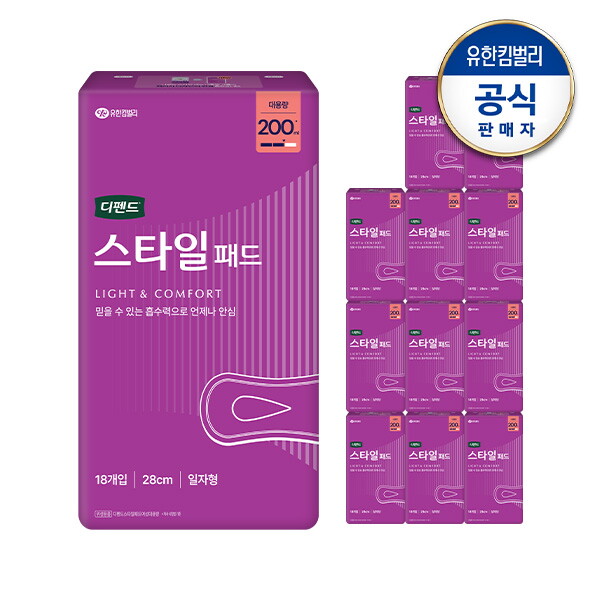 디펜드 디펜드 스타일 패드 대용량 18매x12팩 여성용 요실금 패드 대형+견본2매
