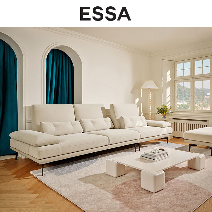 에싸 [03.30~04.05 헤드1개]시모네 4인 스윙기능 크라비츠 패브릭 소파+스툴