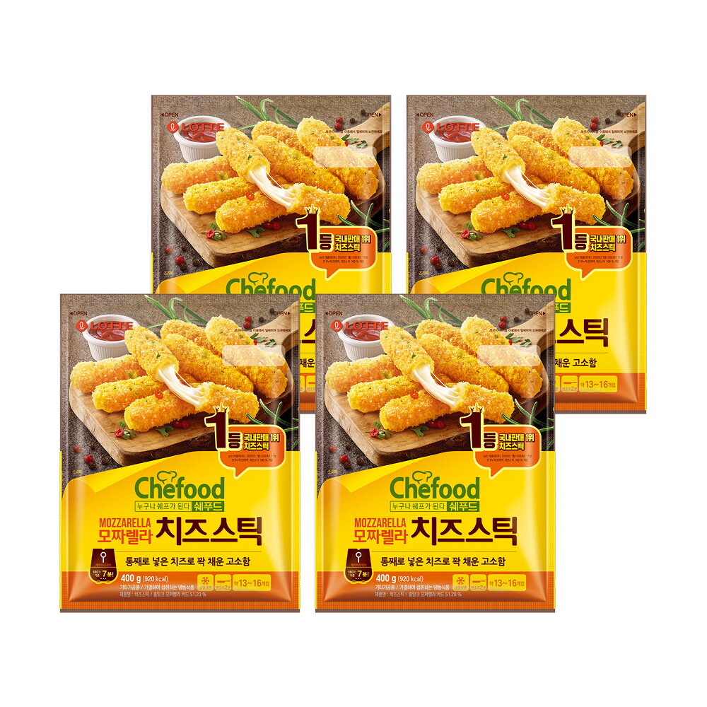 롯데푸드 쉐푸드 모짜렐라 치즈스틱 400gx4개