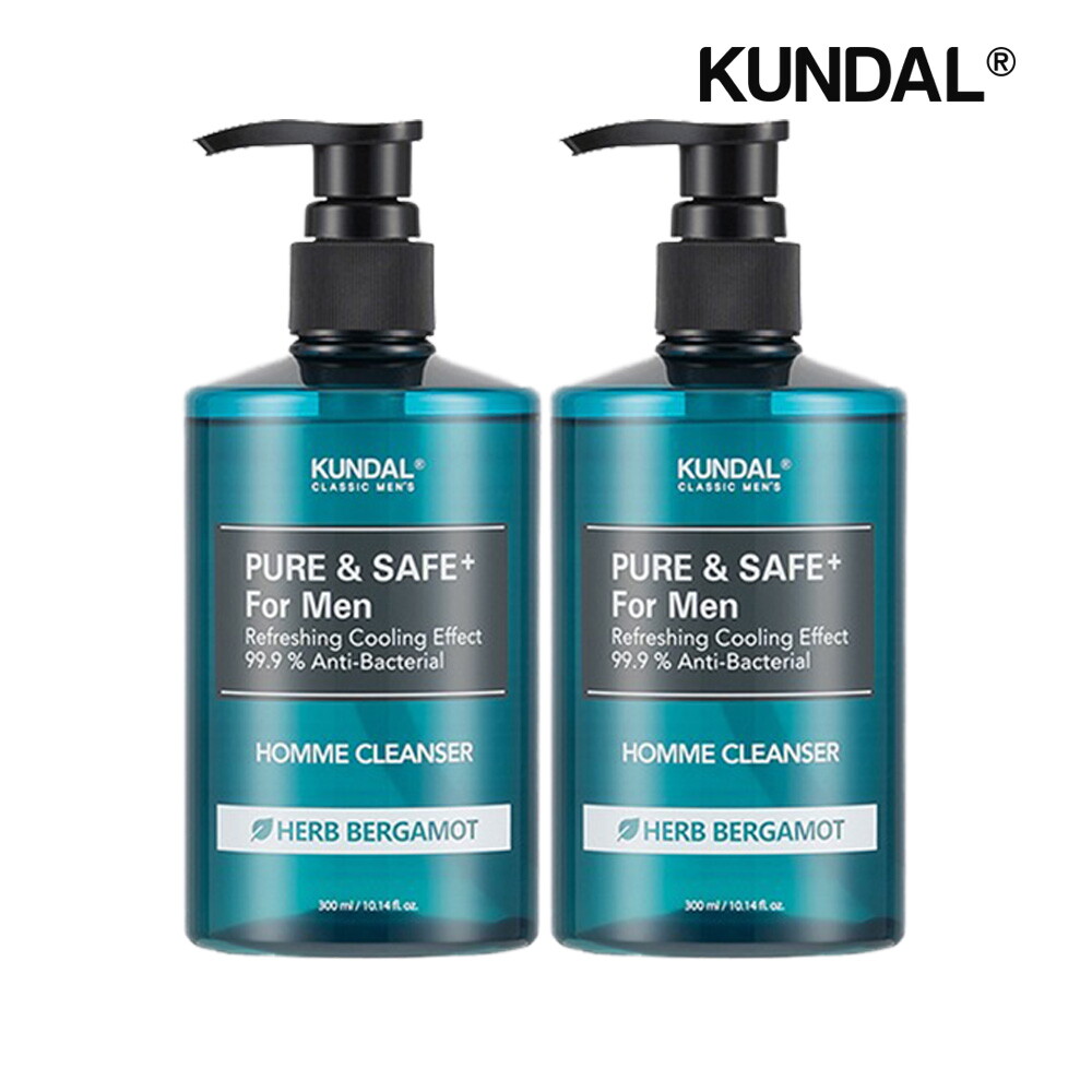 쿤달 쿤달 퓨어 앤 세이프 쿨링 남성청결제 허브베르가못 300ml x2개