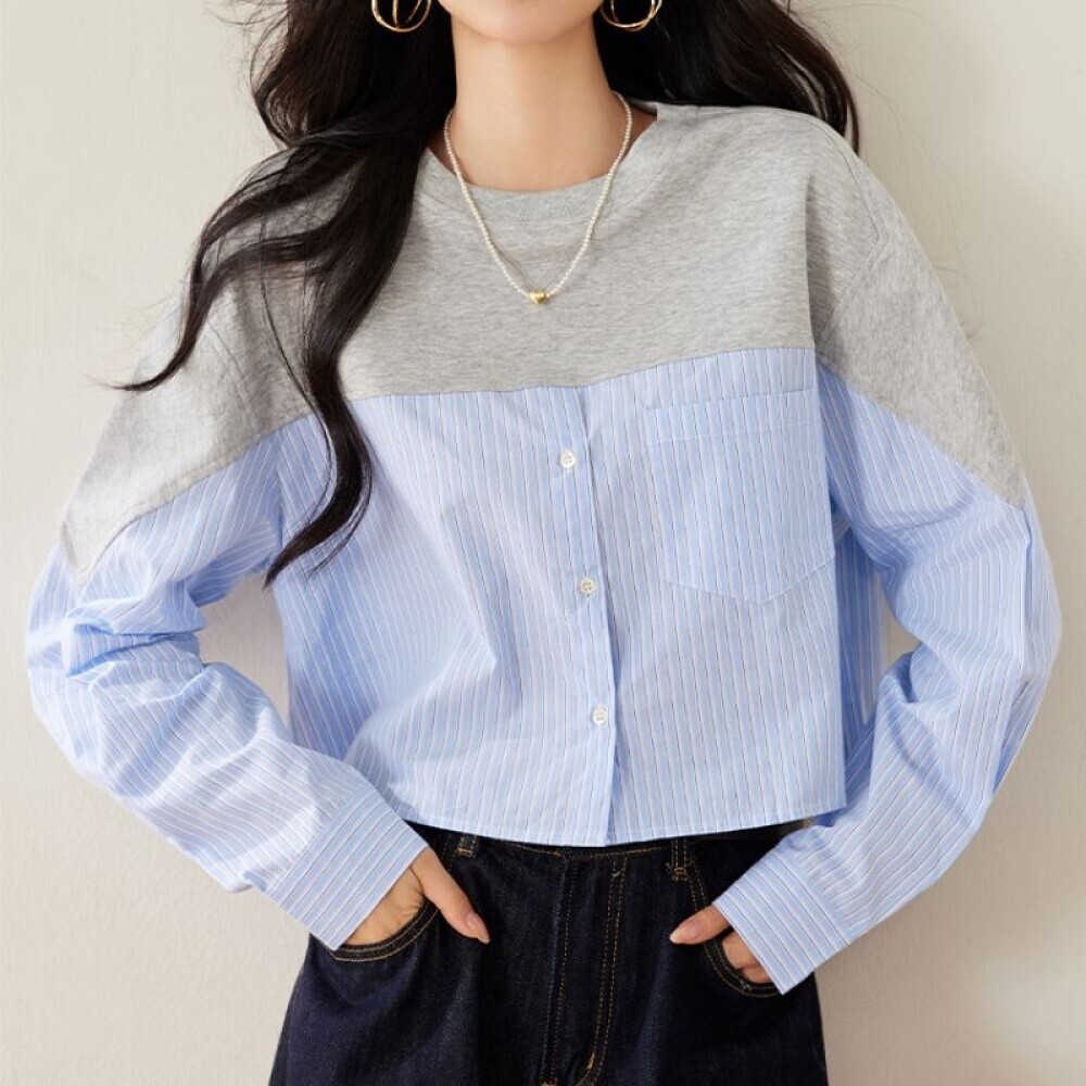 허그허그 허그허그 / 엔넬비 라운드넥 스티칭 셔츠 니트