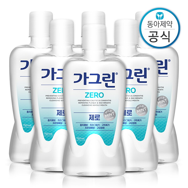 동아제약 가그린 제로 가글 750ml 6개 구강청결제/입냄새제거