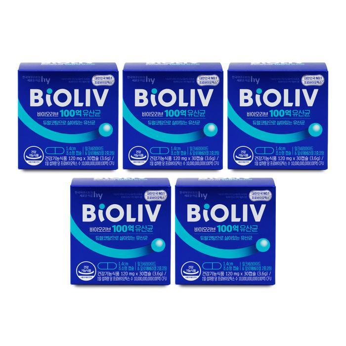셀러허브 식품 바이오리브 100억 유산균 120mg x 30캡슐 X 5박스 I