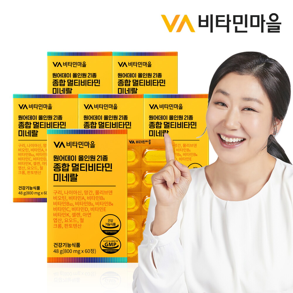 비타민마을 비타민마을 원어데이 21종 종합 멀티비타민 미네랄 6박스 총360정 12개월분