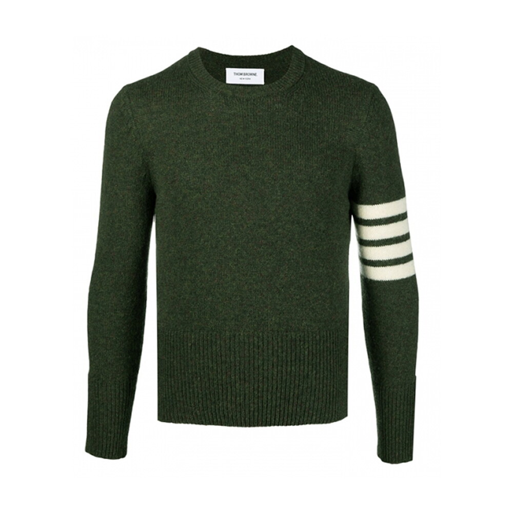 톰브라운 24FW 사선완장 크루넥 풀오버 울 니트 다크그린 MKA317A 01085 320