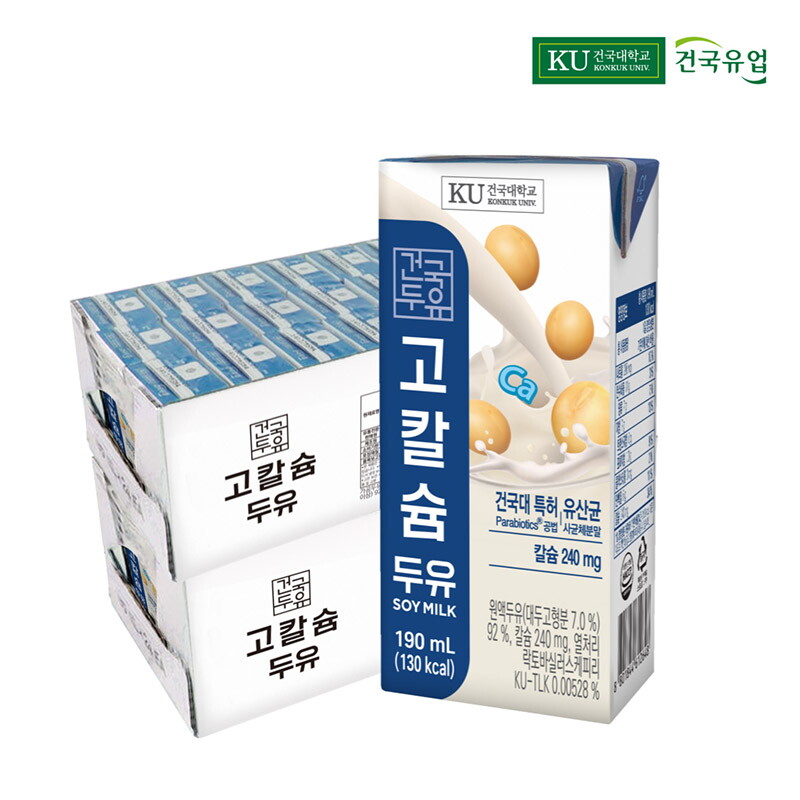 건국유업 건국두유 고칼슘 두유 190ml 48팩