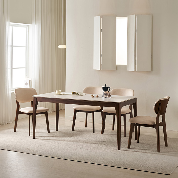 삼익가구 ★롯데단독특가★[삼익가구]시에나 포세린 통세라믹 4인용 와이드 원목 1600 식탁세트(의자4)