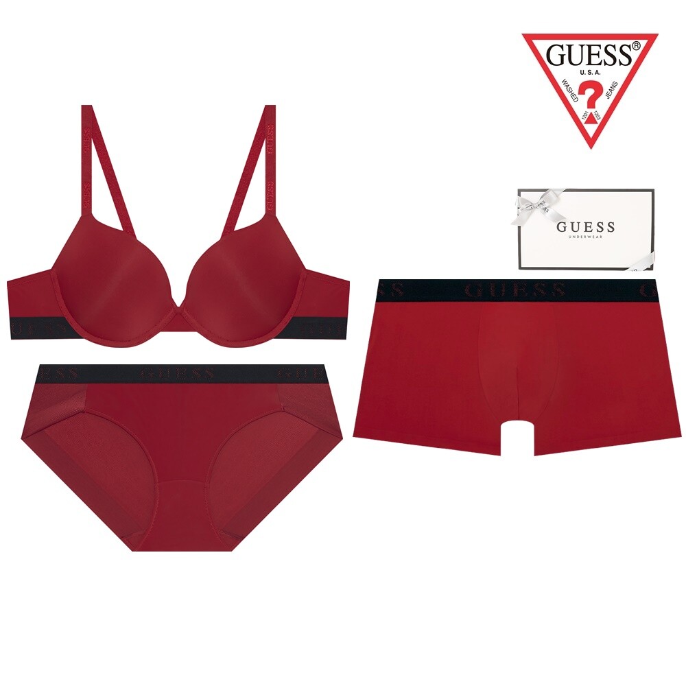 게스언더웨어 블랙밴딩 골드로고 커플속옷세트 