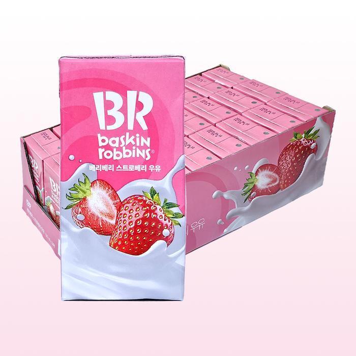 셀러허브 식품 베스킨 베리베리 스트로베리 멸균우유 190ml x 24개입