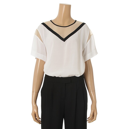 [리안뉴욕(RYANNEWYORK)][RJFWBL040] 뒷트임 시스루블라우스