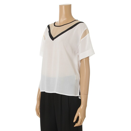 [리안뉴욕(RYANNEWYORK)][RJFWBL040] 뒷트임 시스루블라우스