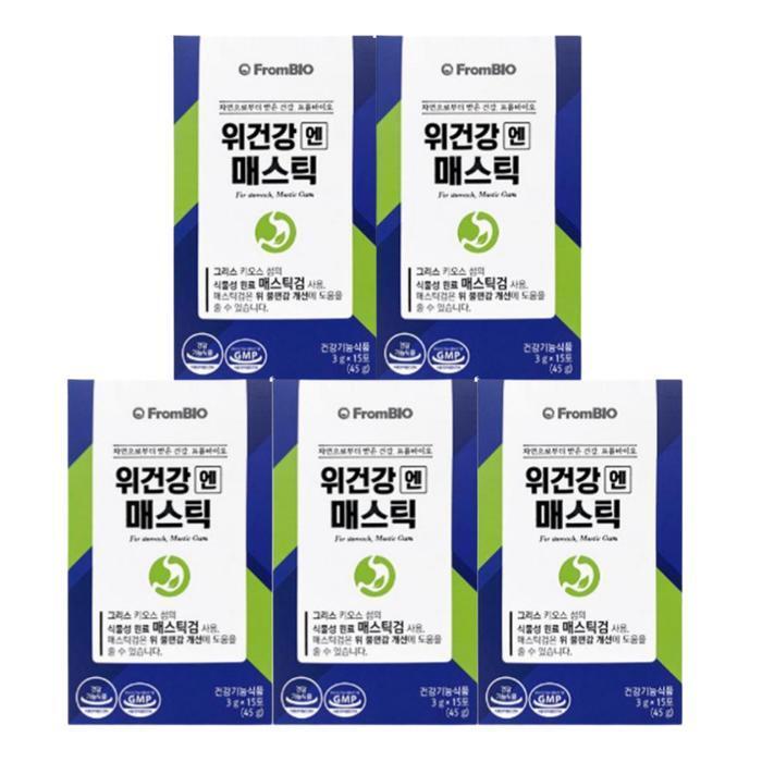 셀러허브 식품 프롬바이오 위건강엔 매스틱 3g15포 5박스