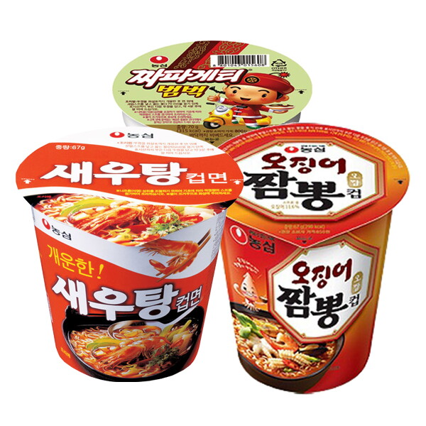 농심 오징어짬뽕 소컵 6개 + 새우탕 소컵 6개 + 짜파게티 범벅 6개