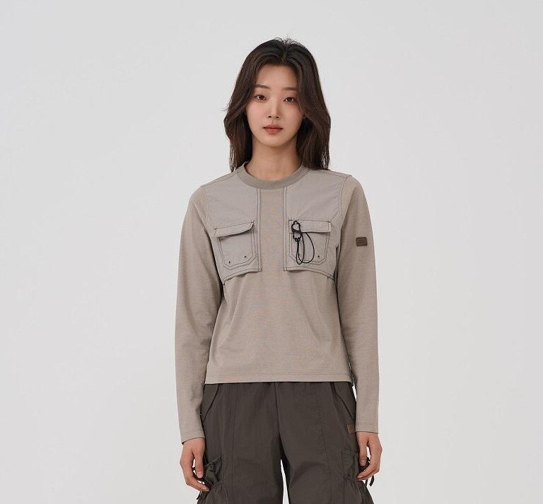 비비씨어스 BE51TL01W960 W 우븐패치 롱슬리브_Light Ash Grey
