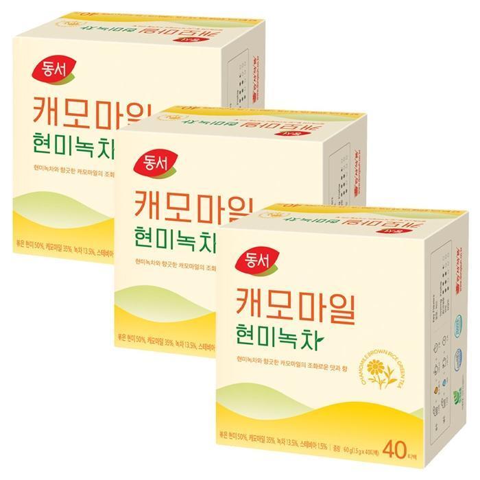 셀러허브 식품 동서 캐모마일 현미녹차 40T X 3개/일회용 티백