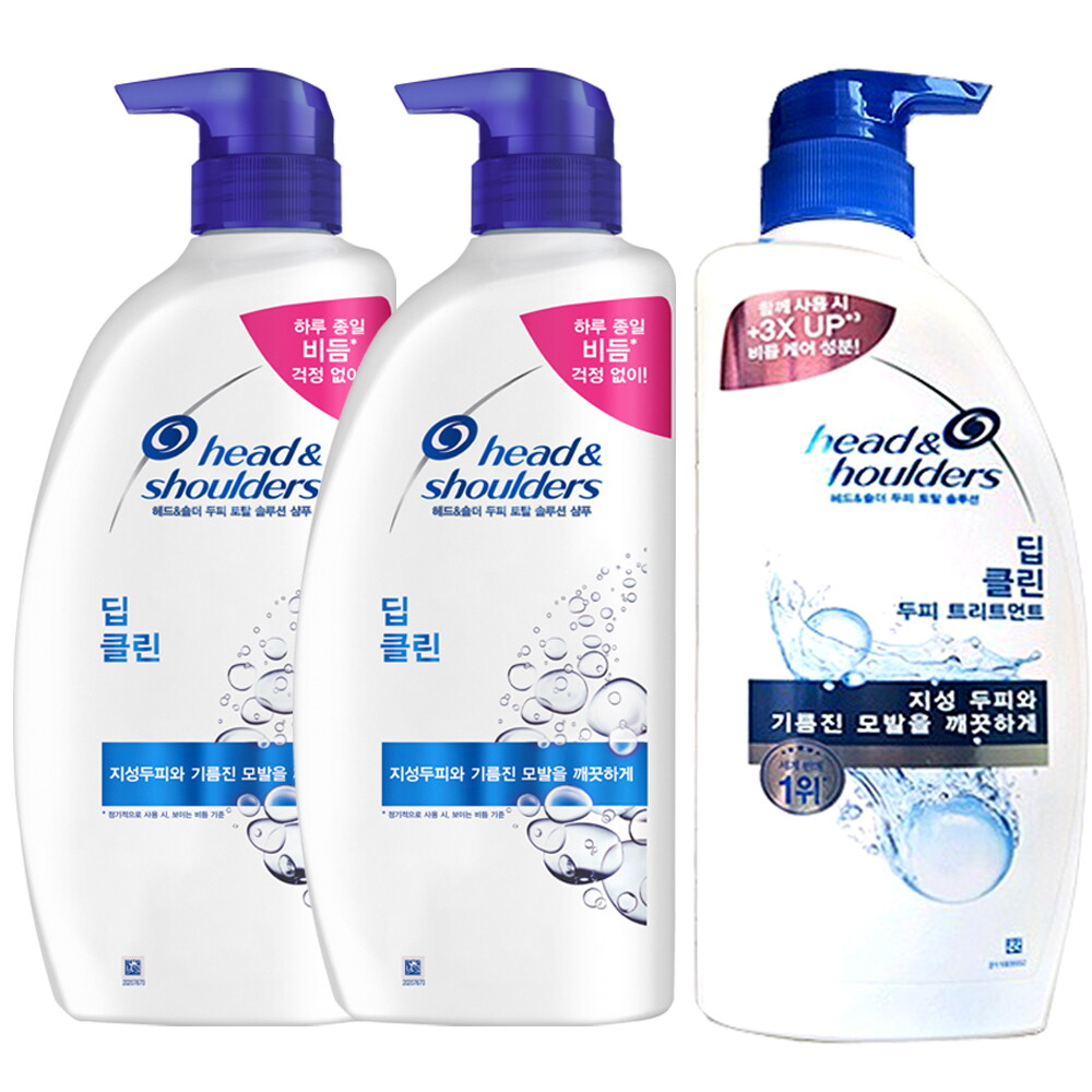 헤드앤숄더 헤드앤숄더 딥클린 850ml - 샴푸x2개+트리트먼트x1개 / 비듬샴푸 비듬케어린스 두피트러블 가려움완화 두피케어