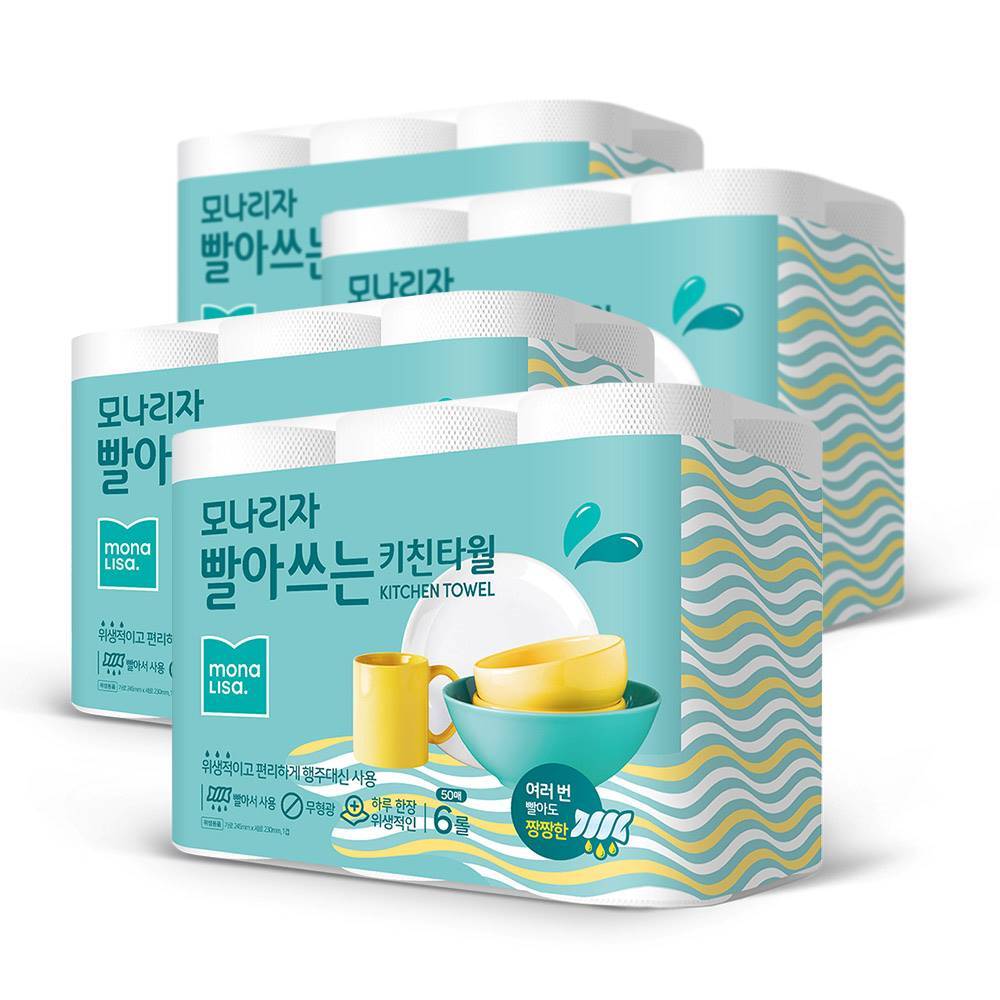 모나리자 모나리자 빨아쓰는 키친타올 50매 6롤 4개