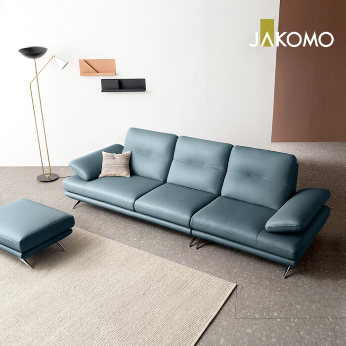 자코모 [1일 구매시 3만 상품권 100%증정]엘리쉬 3.5인 기능성 슈렁큰 천연면피 소가죽 소파+스툴