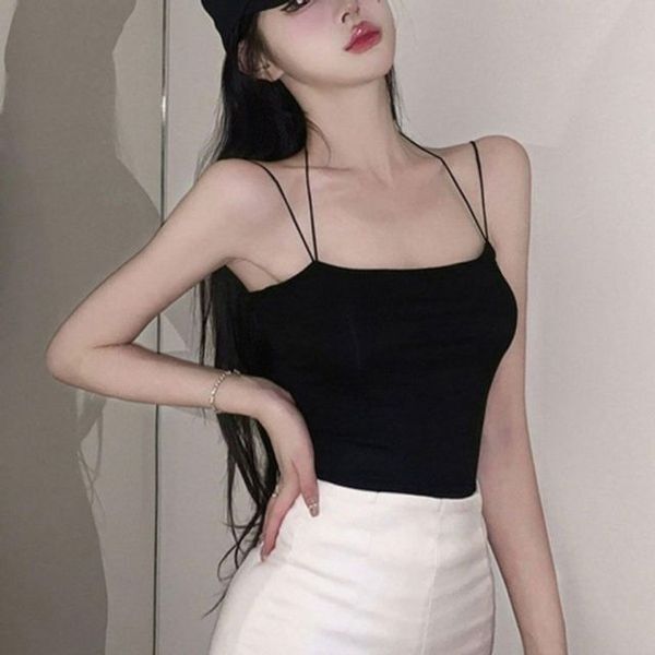 에이치플러스몰 [하프클럽/에이치플러스몰]일상 걸스 이지웨어 여름철 브라패드 크롭핏 스테디 슬리브리스 티 여성용 크루넥티라운드셔츠 카라셔츠 박