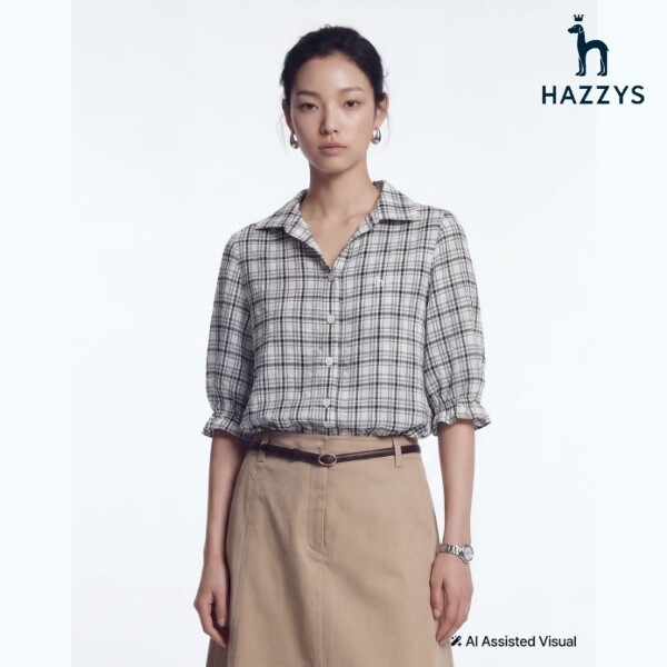 헤지스레이디(AVE) (26FW) 썸머 체크 반팔 블라우스 HSSH6C702