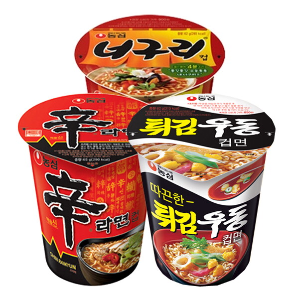 농심 신라면컵 6개 + 튀김우동컵 6개 + 너구리컵 6개