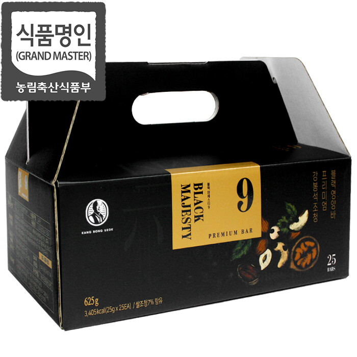 두레촌 강봉석 명인조청 프리미엄 블랙 영양바 25gx25개 / 9가지 하루견과 / 전통과자 한과 명절선물세트 강정바