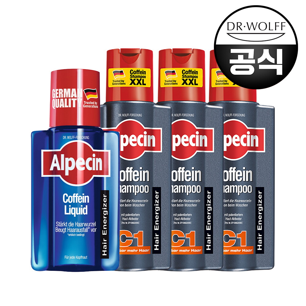 알페신 알페신 카페인 샴푸 C1 (모발 강화) 375ml X 3 + 리퀴드 헤어토닉 200ml