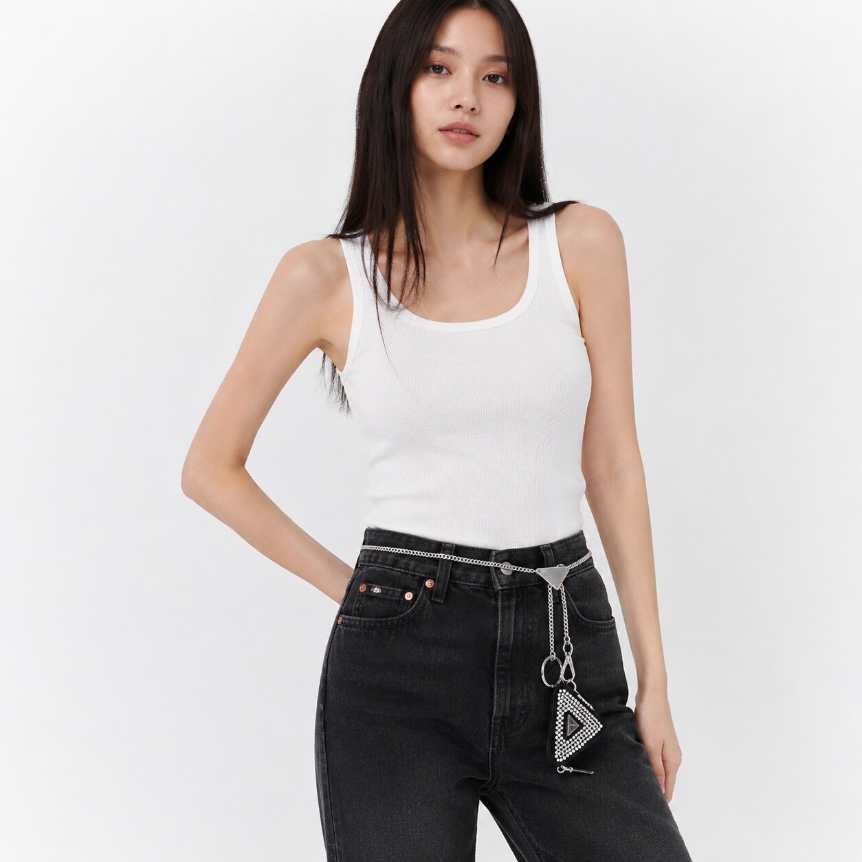 프라다 크리스탈 미니 파우치 체인 벨트 1CC514 2D0I F0T7O