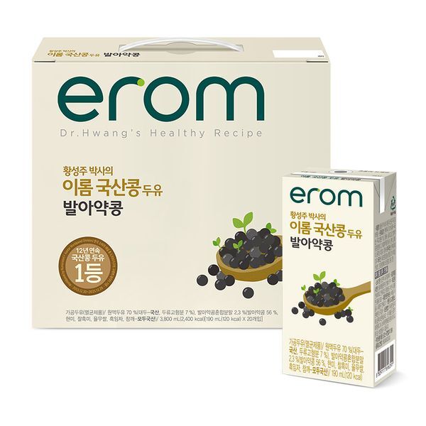 교보문고 한그루 이롬 황성주 발아약콩 두유 190ml 80팩