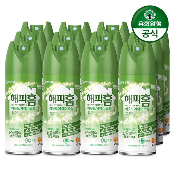 해피홈 해피홈 모기기피제 아웃도어 에어로솔 150ml 12개 모기기피제 진드기 캠핑 낚시 모기약
