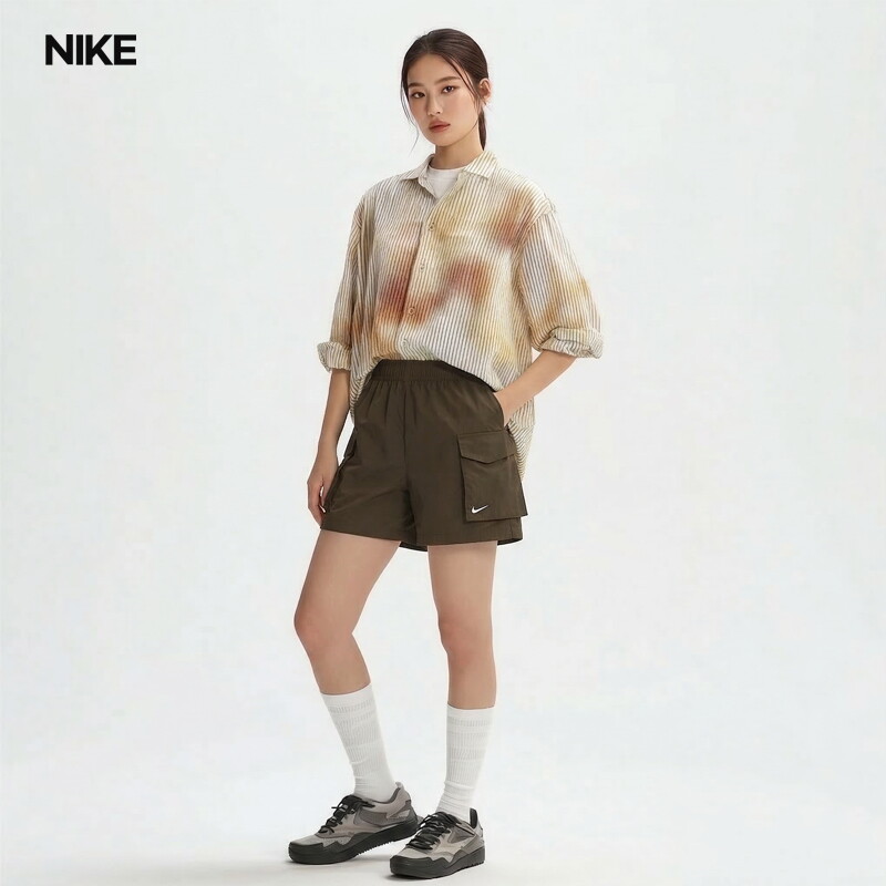 나이키 나이키 우먼스 하이웨이스트 여성 우븐 카고 5인치 반바지 러닝 등산 쇼츠 HM6983-004