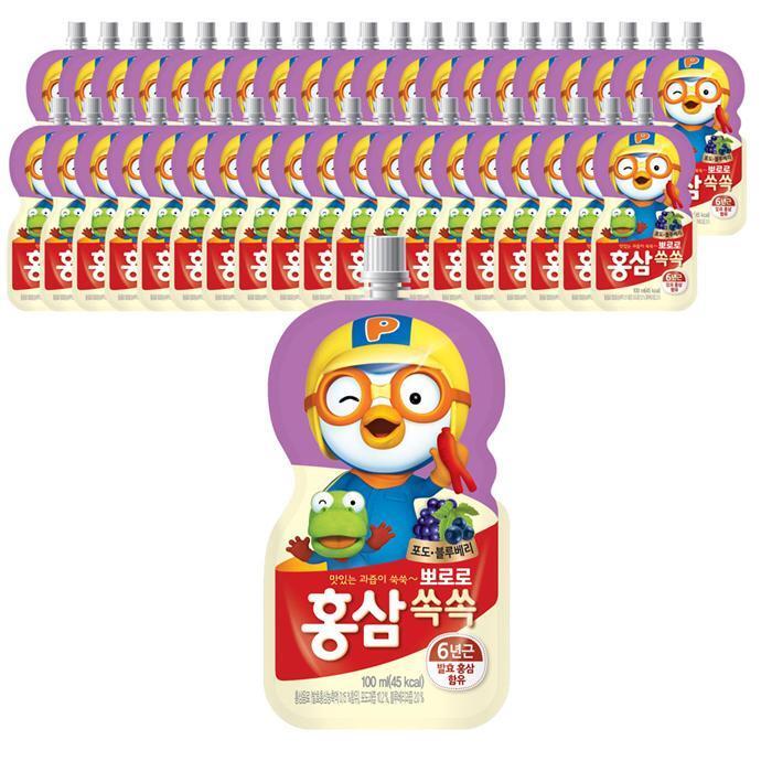 셀러허브 식품 팔도 뽀로로 홍삼쏙쏙 블루베리 100ml X 40개입 홍삼음료