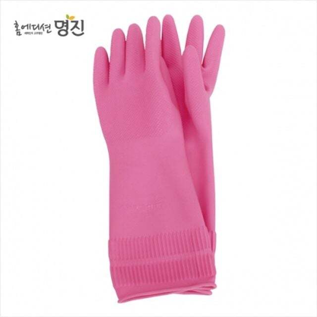 오너클랜 황토숯 일반고무장갑 특대 22x42cm 핑크