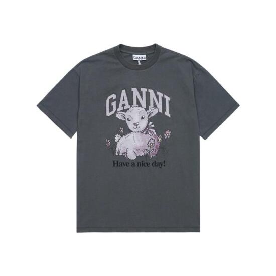 [가니]가니 여성 헤비 져지 LAMB 반팔 티셔츠 그레이 T3789-490