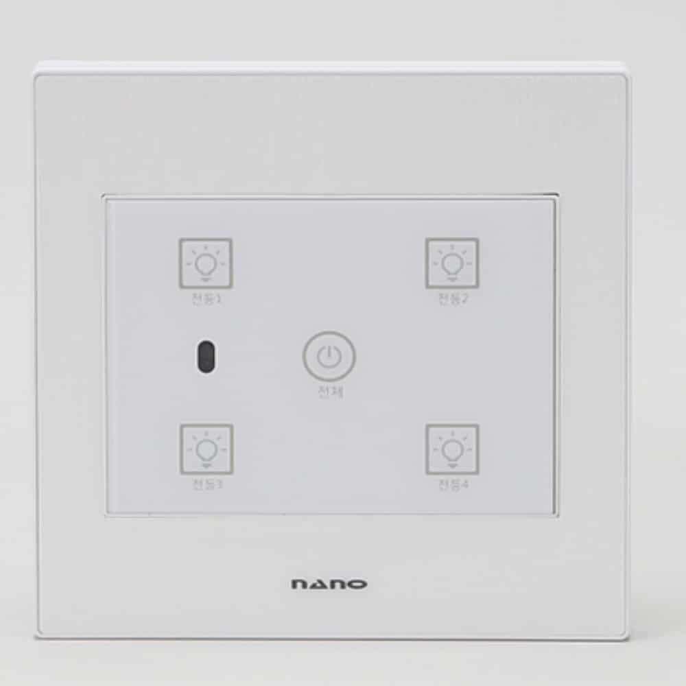 위센티브 협력사 지오벤처스 스마트홈 터치 스위치 화이트 4구 매립형 조명 전원 제어 기기