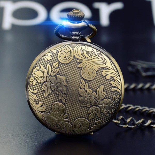 옷자락 [하프클럽/옷자락]남자 엔틱 코퍼 플라워 목걸이 팬던트 회중 시계