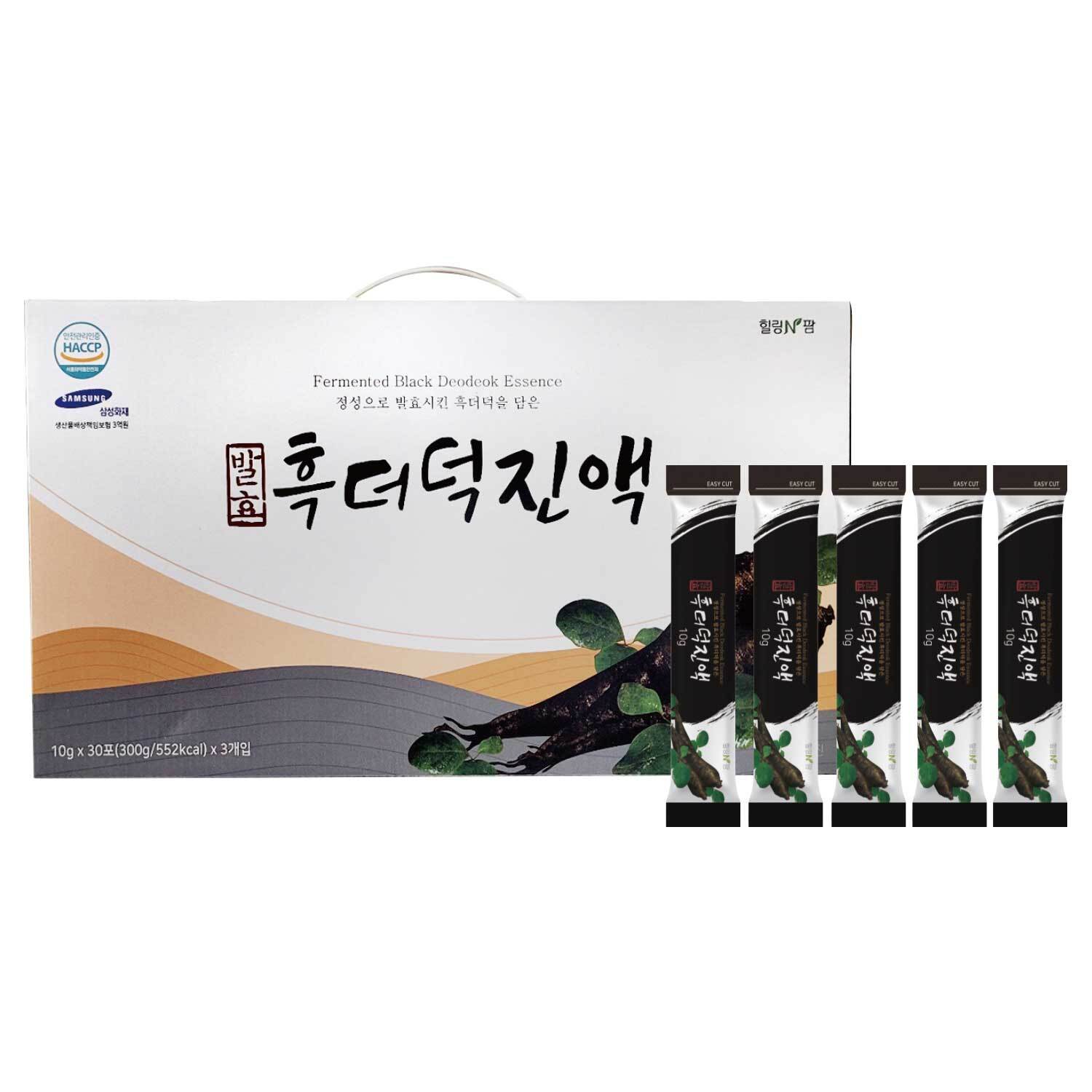 힐링앤팜 (힐링앤팜) 발효 흑더덕 진액 선물세트 10g 30포 3개입