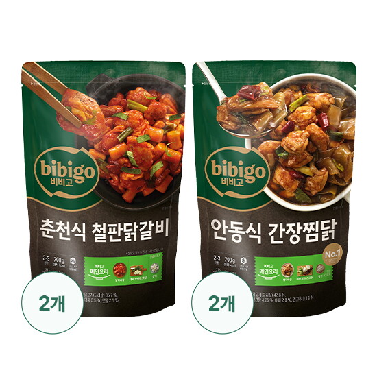 [비비고]비비고 춘천식 철판닭갈비 700g x 2봉 + 안동식 간장찜닭 700g x 2봉, 총4봉