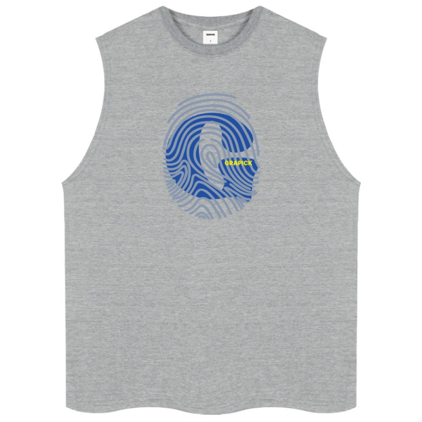 주식회사 리오커머스 그라픽(남성) [그라픽][당일발송/타임특가] 핑거프린트 여름 민소매 박스 트임 오버핏 나시티 PNW_0065 (4Color)