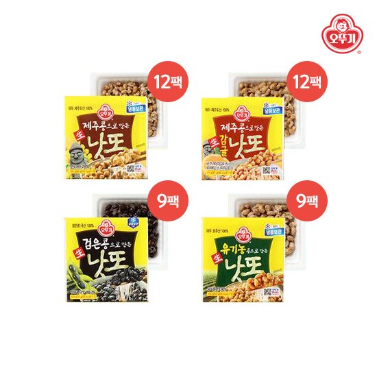 生낫또 4종 14번들 총42팩 (제주콩 生낫또12팩,제주콩 감귤 生낫또 12팩, 유기농콩 生낫또 9팩, 검은콩 生낫또 9팩)