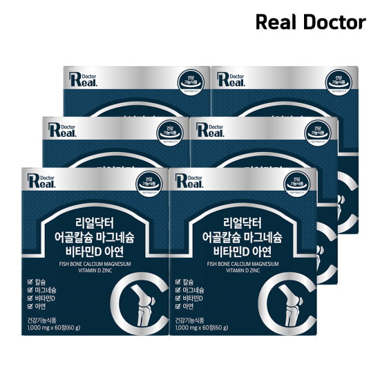 [리얼닥터]어골칼슘 마그네슘 비타민D 아연 6개월분(1,000mg x 60정 x 6개)