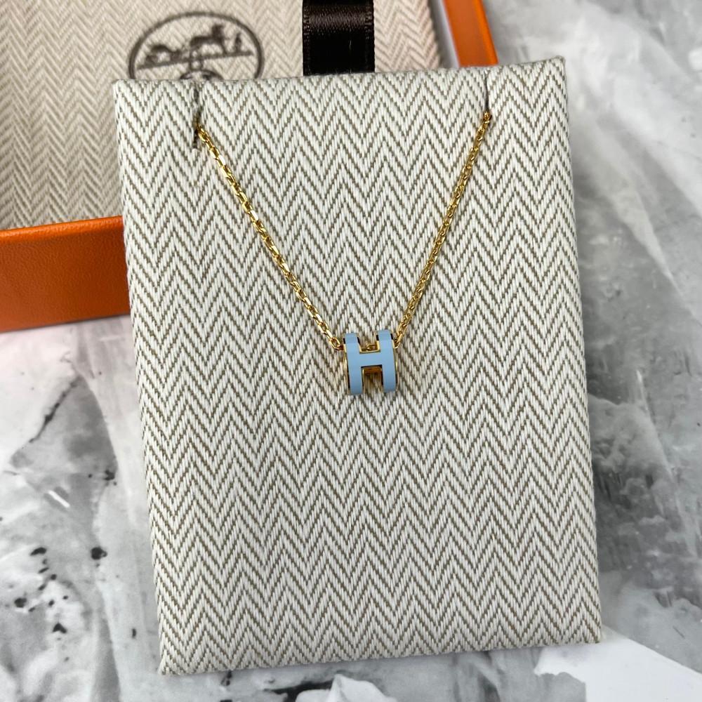 에르메스 에르메스 미니 팝 H 목걸이 팝아슈 블루폴레르옐로우골드