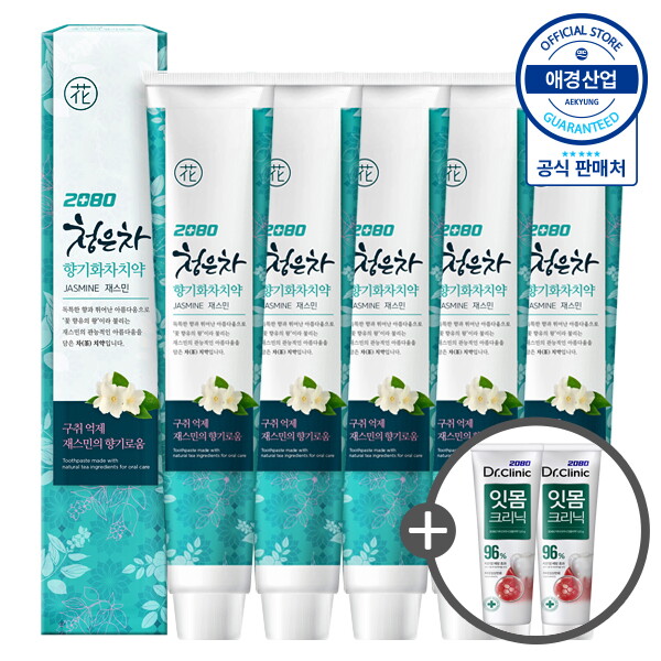 애경산업㈜ 애경 [애경] 2080 청은차 향기화차 치약 190g x5개 (+ 치약 50g x2개 증정)