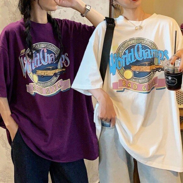 상세정보 별도표기 모노무드 [모노무드]LMO 로고프린트 프린트 레이디스 썸머 라운드칼라 반소매 상의 블라우스 탑데일리룩 하프티 걸 일상용 언더레이어 러블리