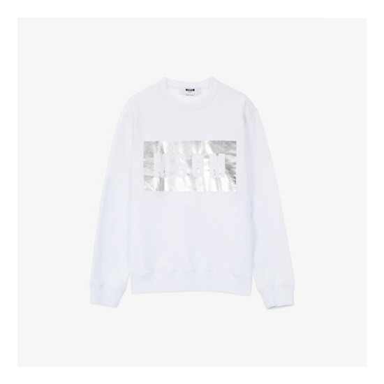 [MSGM] 여성 사각 로고 맨투맨 화이트