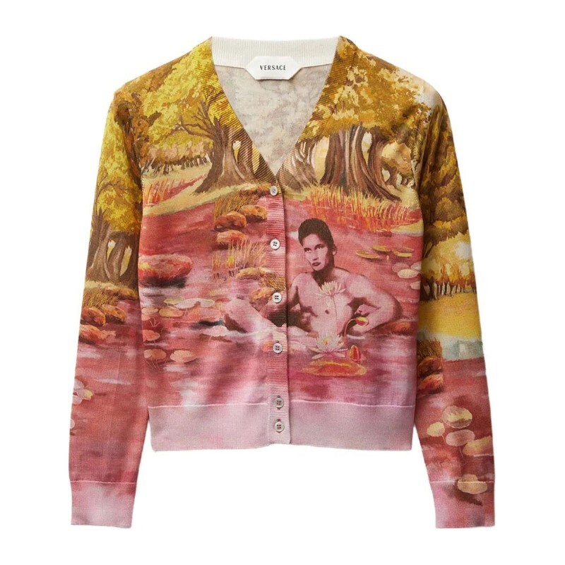 베르사체 베르사체 더 내추리스트 프린트 실크 가디건 1024236 1A17877 5X000