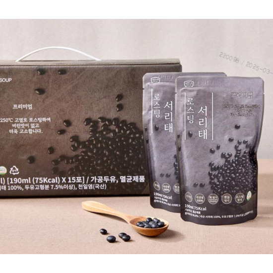 [아름뜰]★방송에서만★프리미엄 로스팅 서리태 두유 190mlx15팩x2박스, 총30팩
